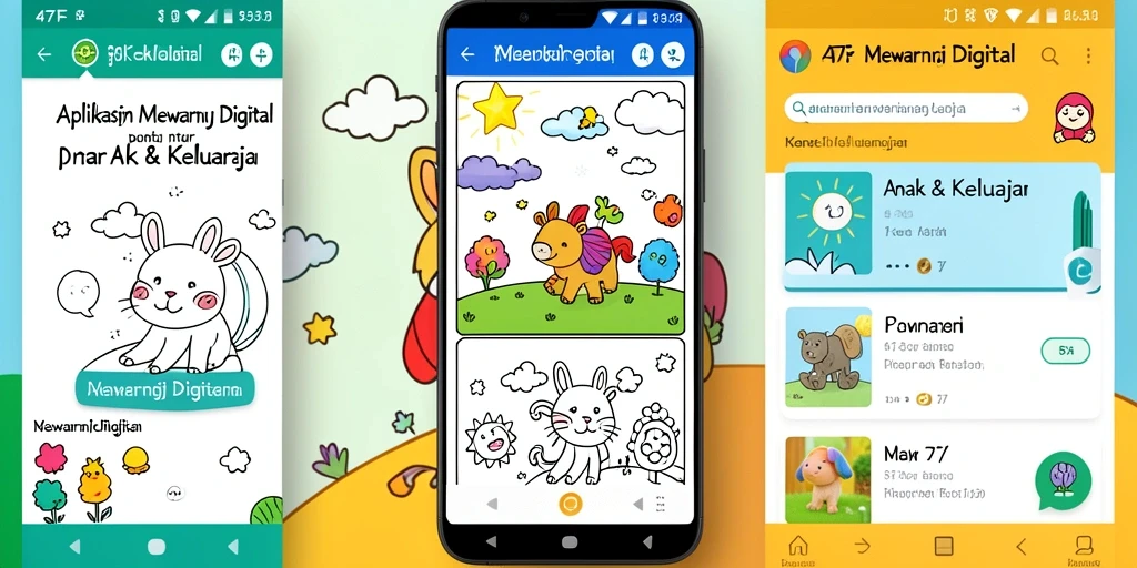 Tampilan antarmuka aplikasi 47F yang menarik dan ramah anak.