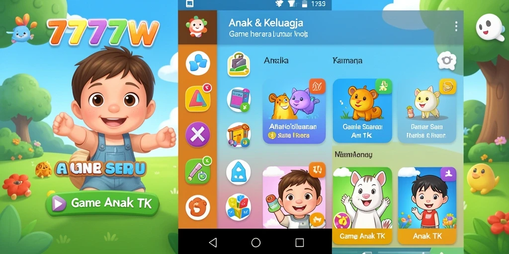 Antarmuka colorfull dan interaktif dari aplikasi 7777W untuk anak-anak.