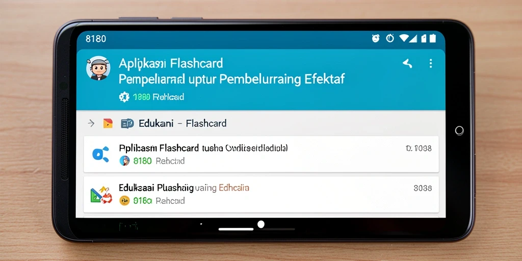 Antarmuka pengguna intuitif dari aplikasi Flashcard.