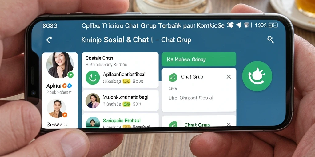 Tampilan antarmuka aplikasi 8G8G untuk Chat Grup yang menarik.