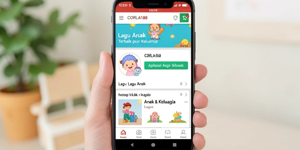 Tampilan antarmuka aplikasi CORLA188 untuk lagu anak yang menarik.