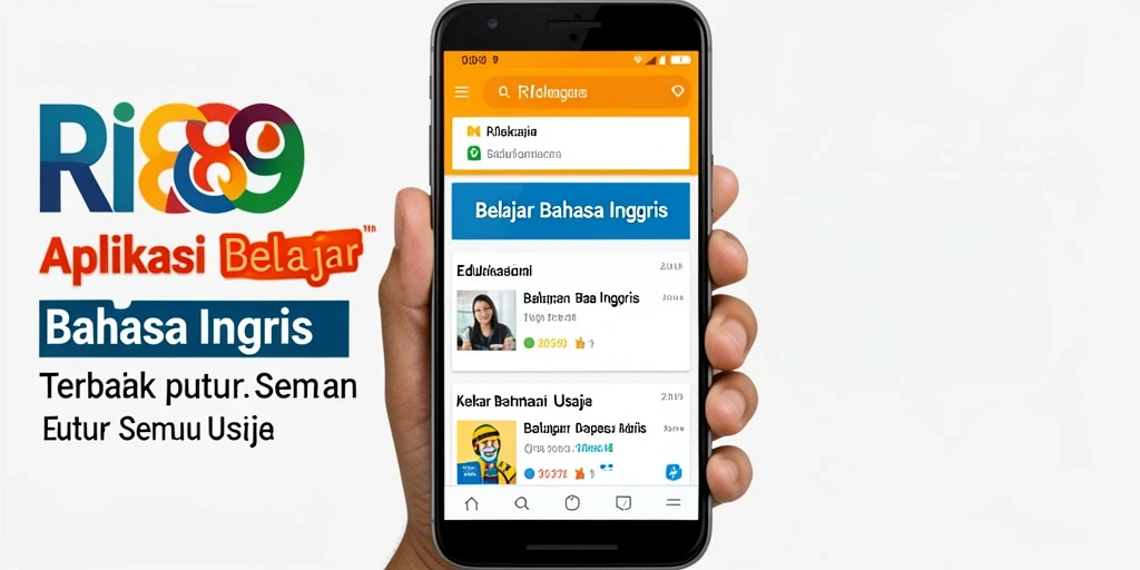 Screenshot antarmuka utama RI889 yang memperlihatkan fungsi belajar bahasa Inggris.